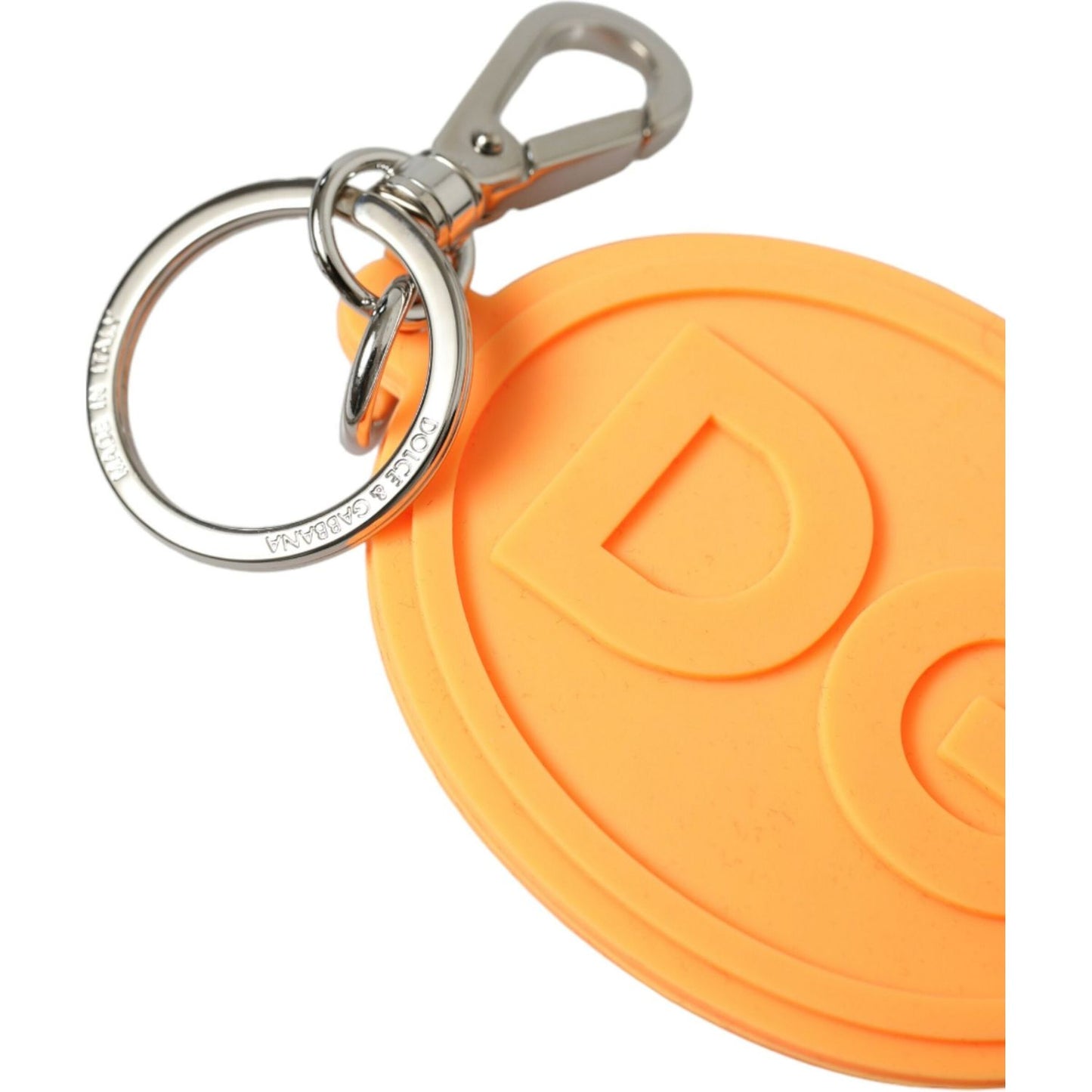 Dolce & Gabbana Elegant Orange Charm Keyring with Silver Detail Dolce & Gabbana