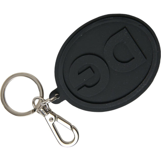 Dolce & Gabbana Chic Black and Silver Logo Keychain Dolce & Gabbana