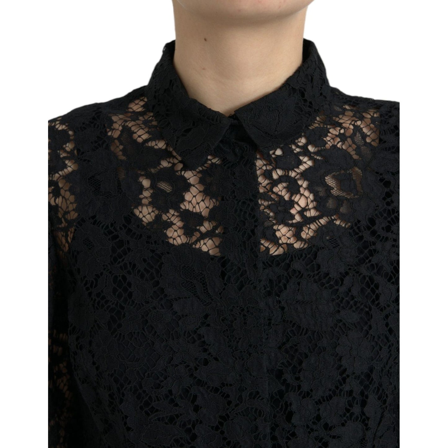 Dolce & Gabbana Elegant Floral Lace Blouse Top Dolce & Gabbana