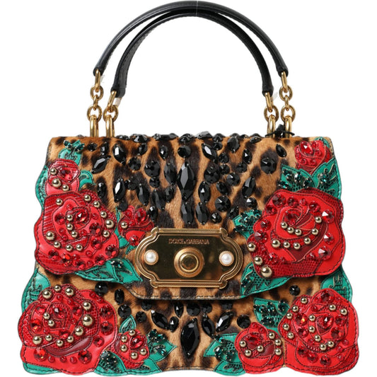 Dolce & Gabbana Chic Leopard Embellished Tote with Red Roses! Dolce & Gabbana