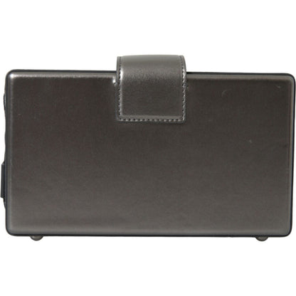 Dolce & Gabbana Metallic Gray Calfskin Leather DG BOX Shoulder Bag