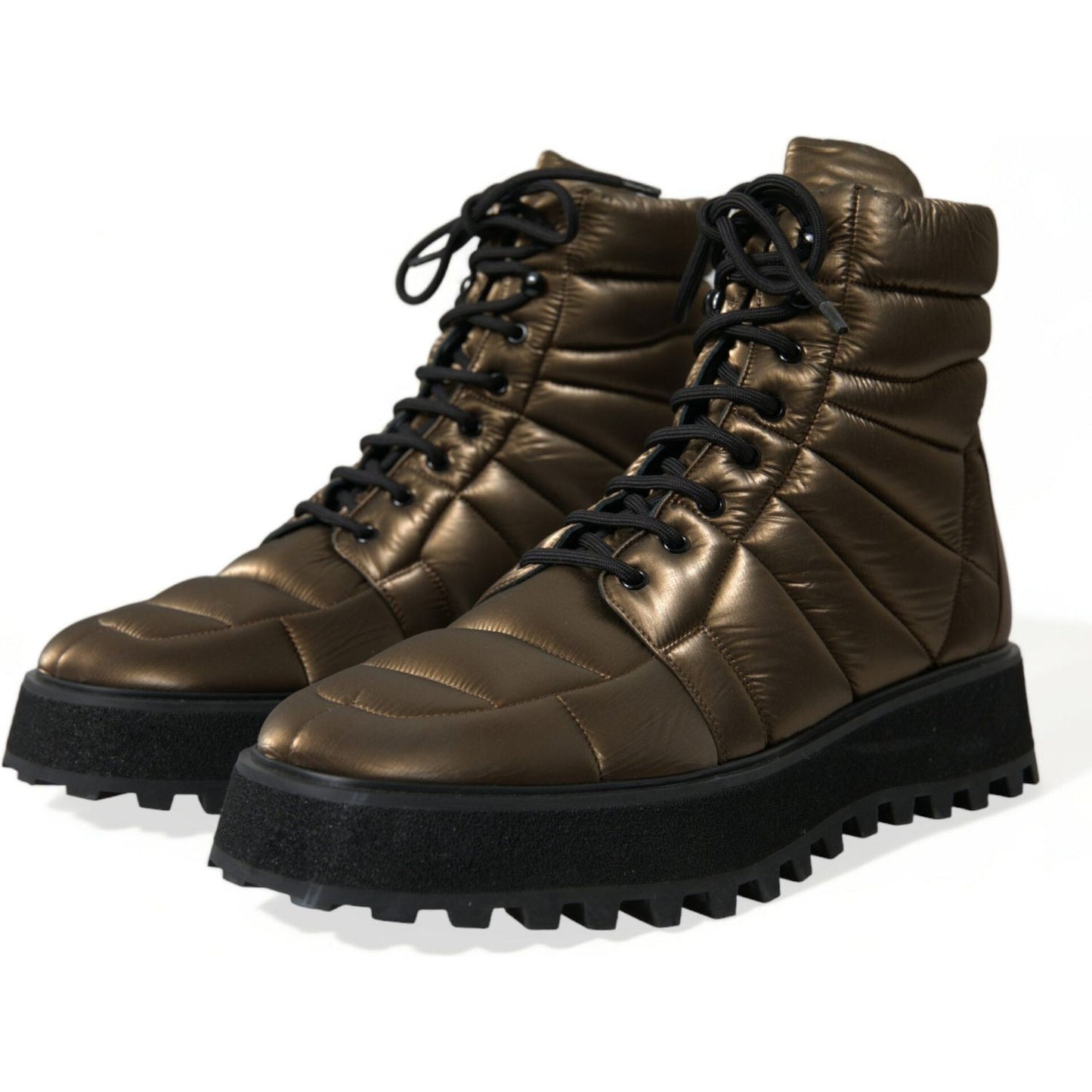 Dolce & Gabbana Bronze Plateau Padded Boots with DG Logo Plate Dolce & Gabbana