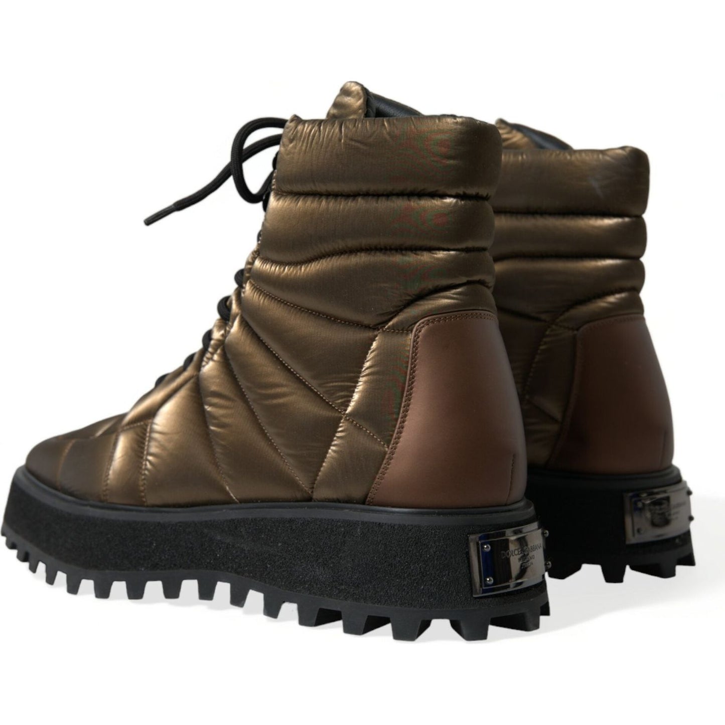 Dolce & Gabbana Bronze Plateau Padded Boots with DG Logo Plate Dolce & Gabbana