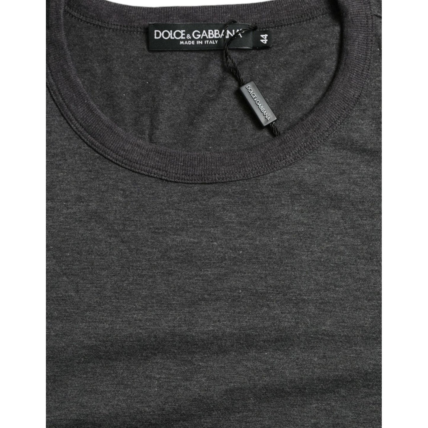 Dolce & Gabbana Elegant Dark Gray Crew Neck Tee Dolce & Gabbana