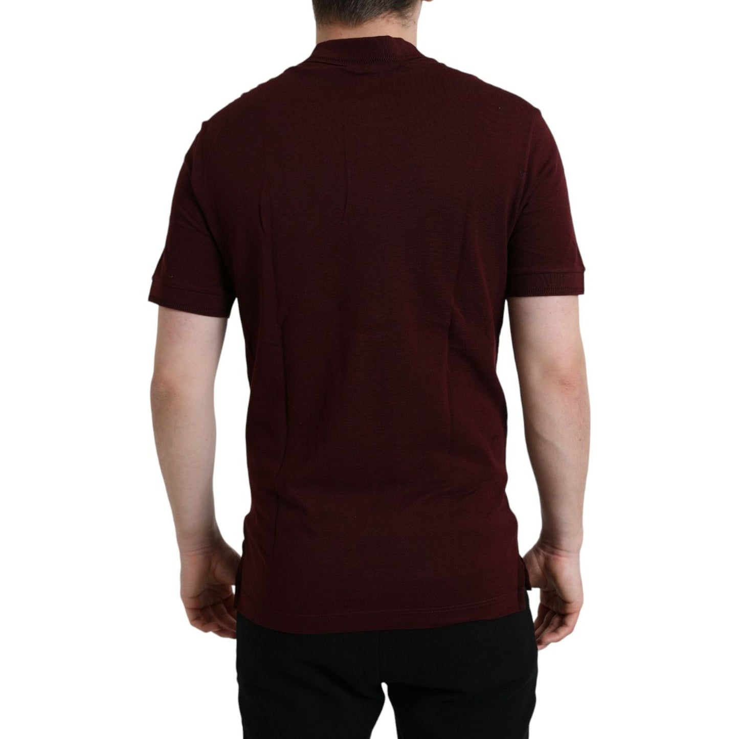 Dolce & Gabbana Elegant Maroon Cotton Blend Polo Tee Dolce & Gabbana