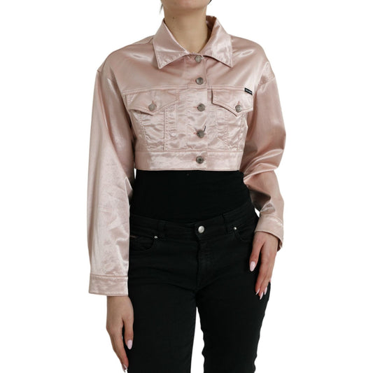 Dolce & Gabbana Elegant Pink Cropped Denim Jacket Dolce & Gabbana