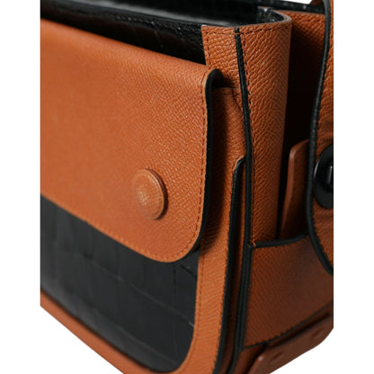 Balenciaga Black Brown Exotic Skin Leather Shoulder Camera Purse Bag