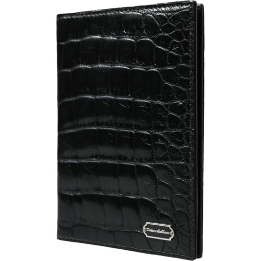 Dolce & Gabbana Black Exotic Skin Leather Long Bifold Passport Holder Dolce & Gabbana