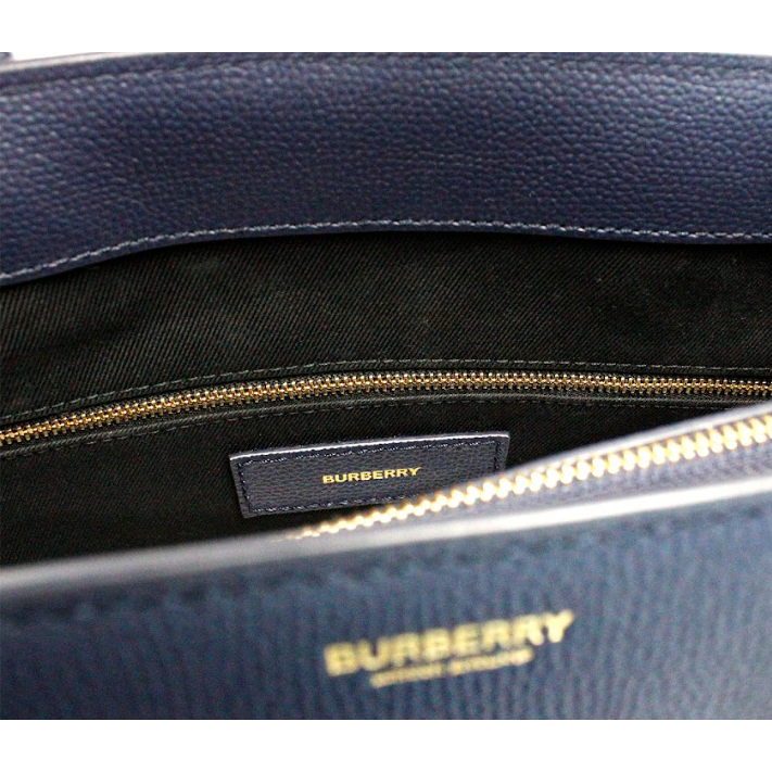 Burberry Banner Medium Regency Blue Leather Tote Crossbody Handbag Purse