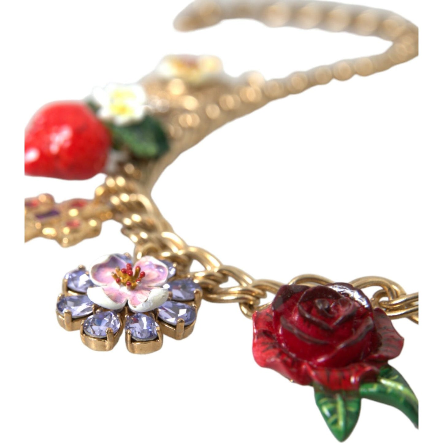 Dolce & Gabbana Gold Chain Rose Cross Strawberry Star Pendant Necklace Dolce & Gabbana