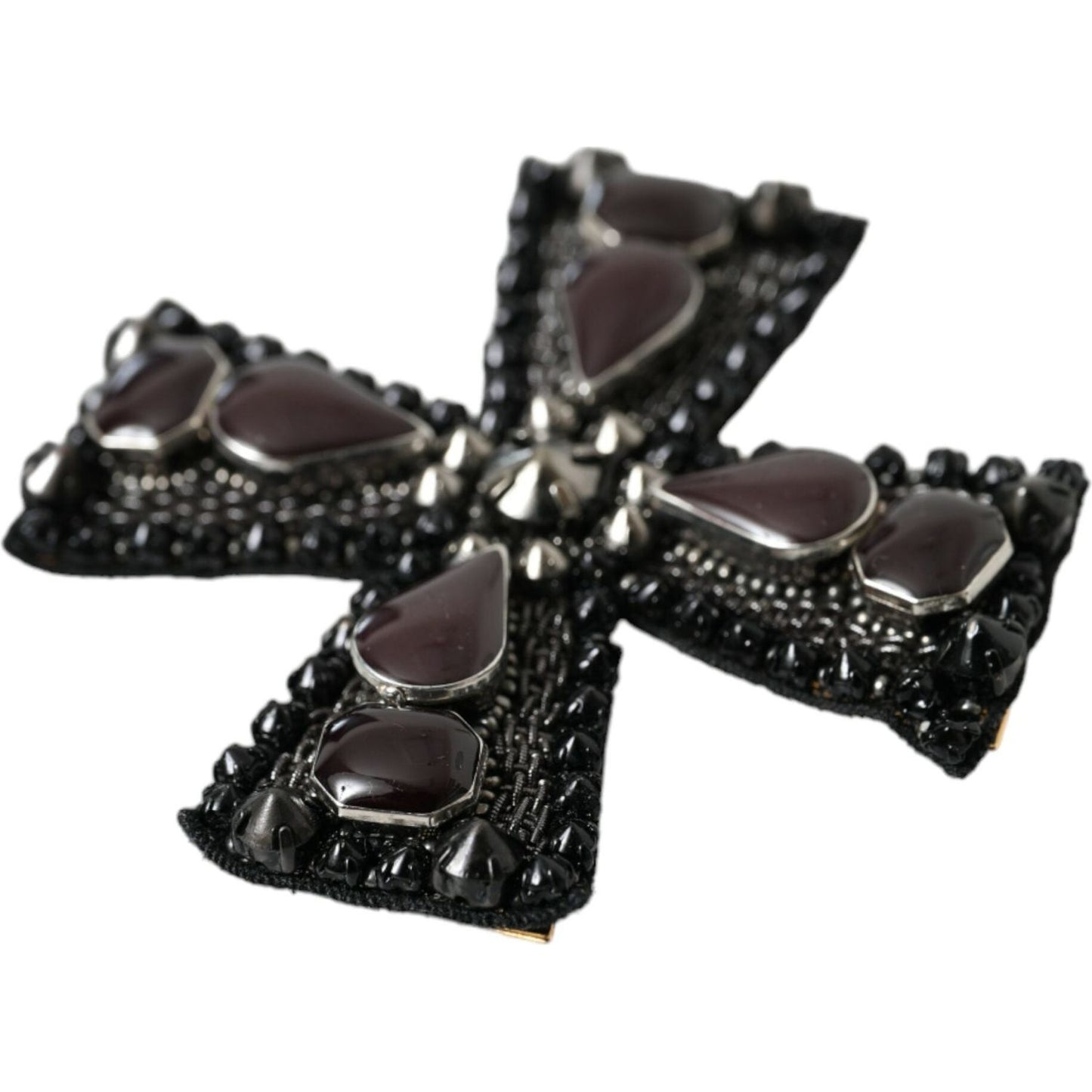 Dolce & Gabbana Black Crystals Embellished Cross Pin Brooch Brooch Dolce & Gabbana