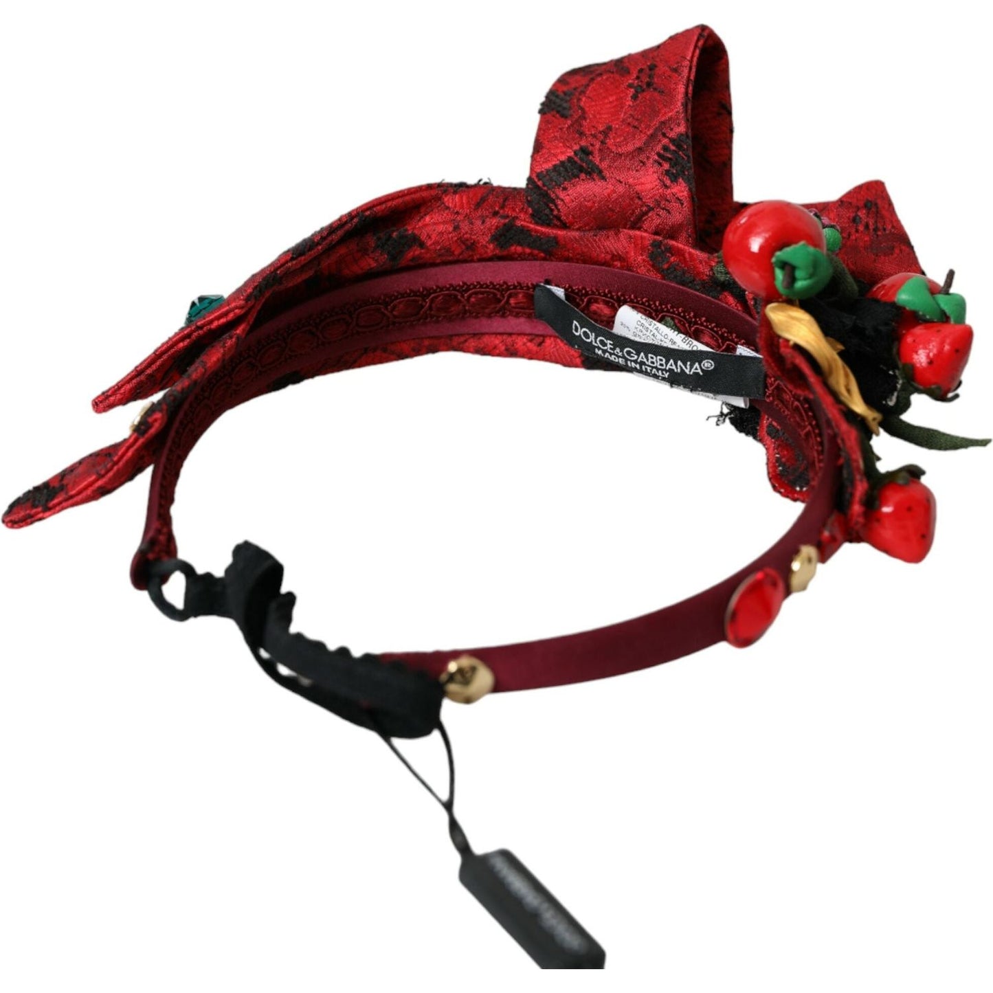 Dolce & Gabbana Red Cherry Sicily Embellished Women Hairband Diadem Dolce & Gabbana