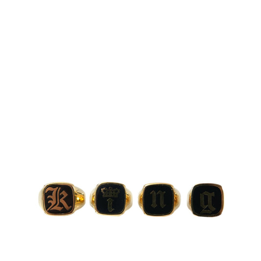 Dolce & Gabbana Gold Brass KING Enamel Set of 4 Ring