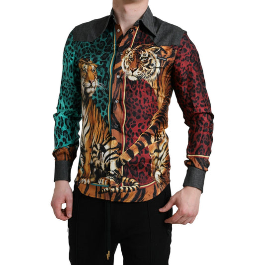 Multicolor Tiger Button Down Casual Shirt