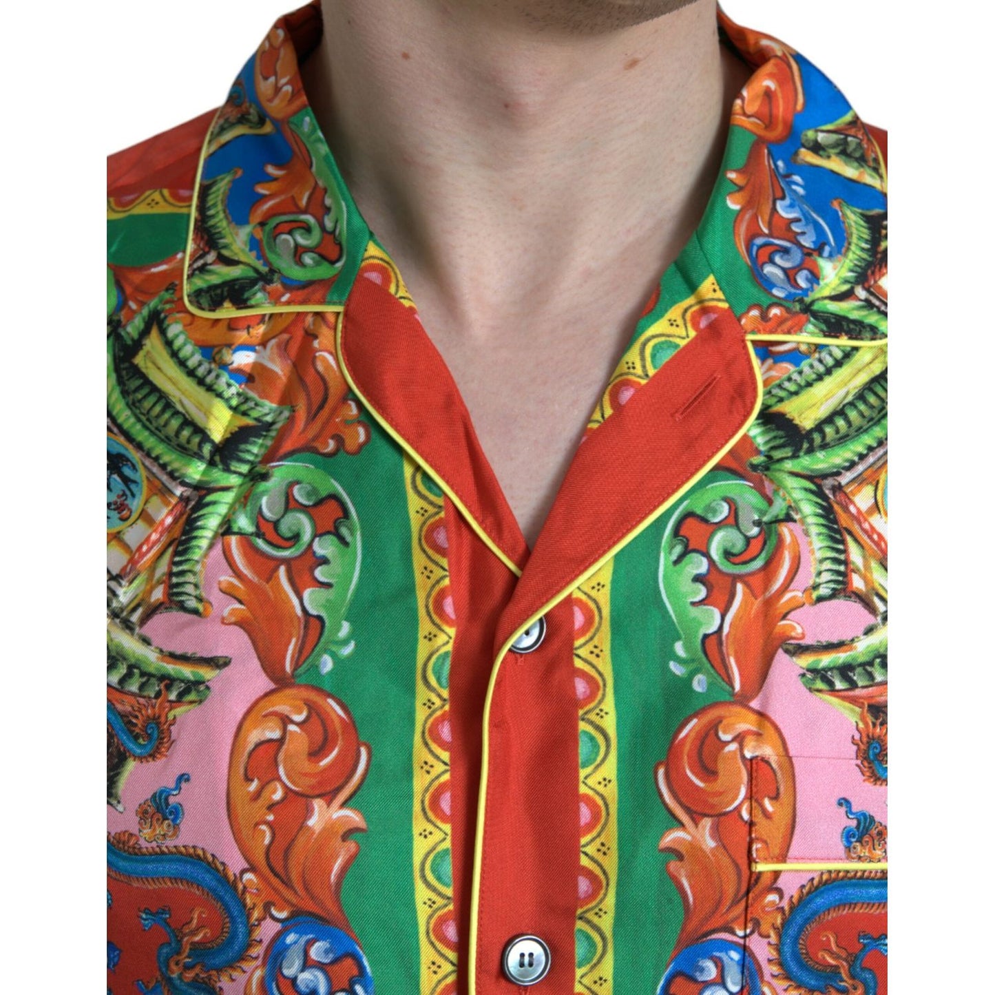 Dolce & Gabbana Multicolor Patterned Button Down Casual Shirt Dolce & Gabbana