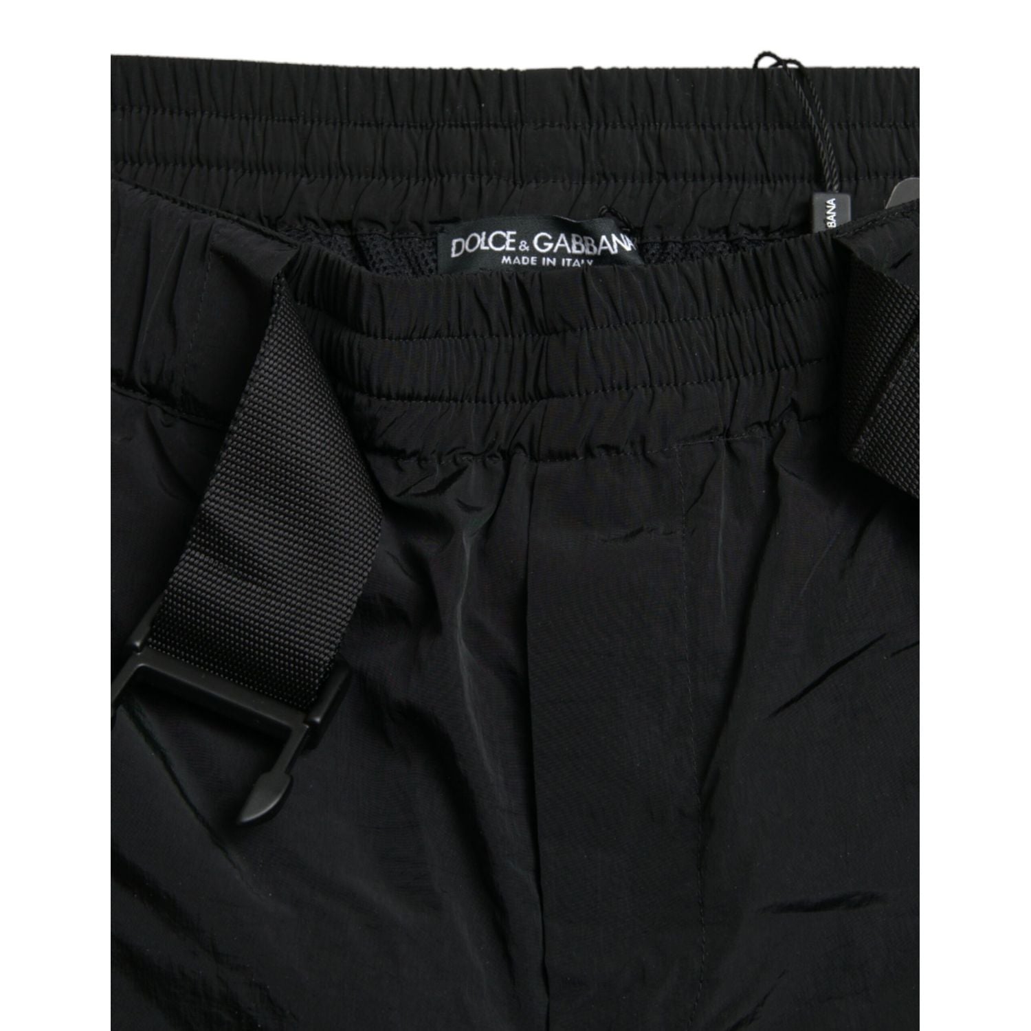 Dolce & Gabbana Black Red Leopard Print Nylon Jogger Pants