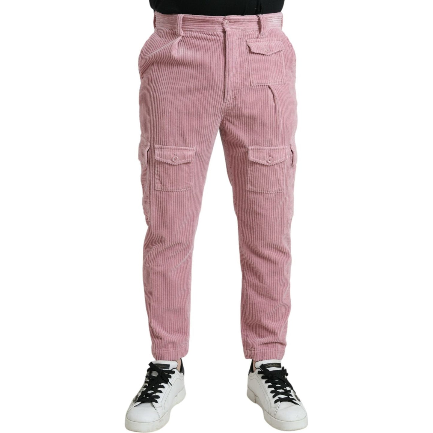 Dolce & Gabbana Pink Corduroy Cotton Stretch Skinny Cargo Jeans Dolce & Gabbana