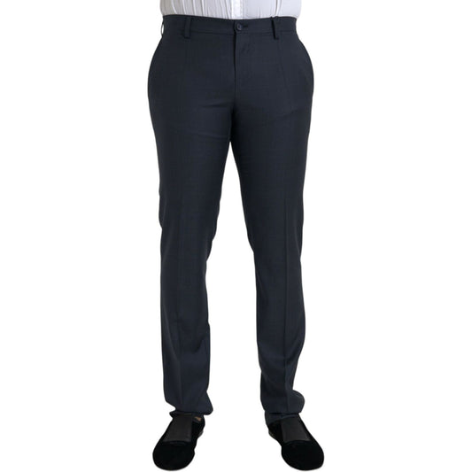 Dolce & Gabbana Blue Wool Men Skinny Dress Pants Dolce & Gabbana