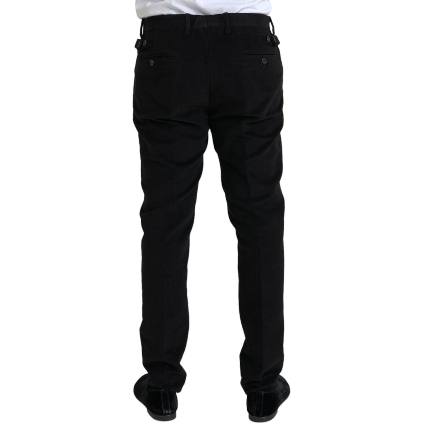 Dolce & Gabbana Black Cotton Velvet Skinny Pants Dolce & Gabbana