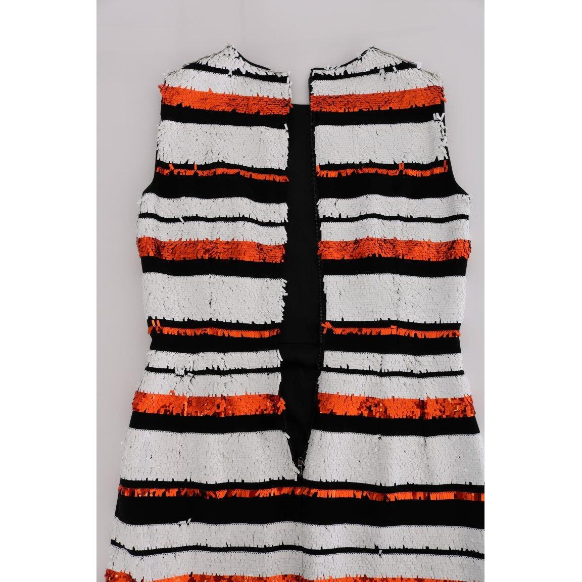 Dolce & Gabbana Multicolored Striped Sequined Stretch Dress 1728,4% Elastane,67345645728,Clothing,Dolce & Gabbana,Dresses - Clothing,Dresses - Women - Clothing,IT42|M,Material: 96% Wool,Midi - Dresses - Clothing,Multicolor,New with tags,Pattern - Dresses