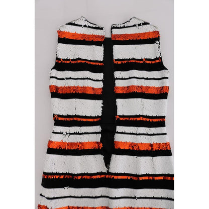 Dolce & Gabbana Multicolored Striped Sequined Stretch Dress 1728,4% Elastane,67345645728,Clothing,Dolce & Gabbana,Dresses - Clothing,Dresses - Women - Clothing,IT42|M,Material: 96% Wool,Midi - Dresses - Clothing,Multicolor,New with tags,Pattern - Dresses