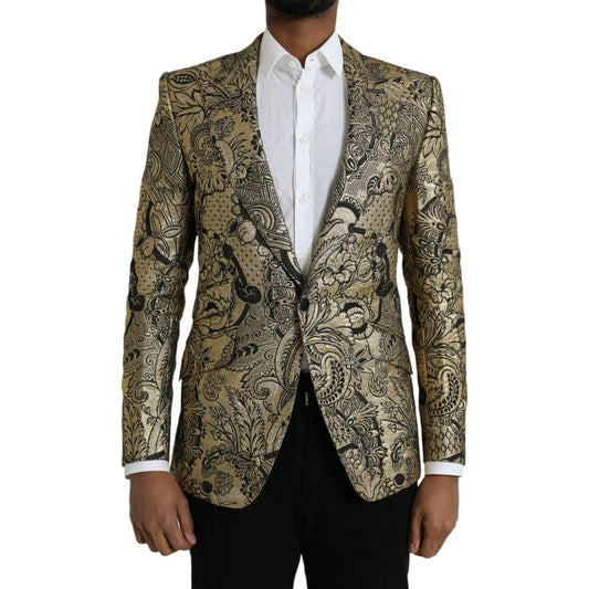 Dolce & Gabbana Gold SICILIA Jacquard Single Breasted Coat Blazer Dolce & Gabbana