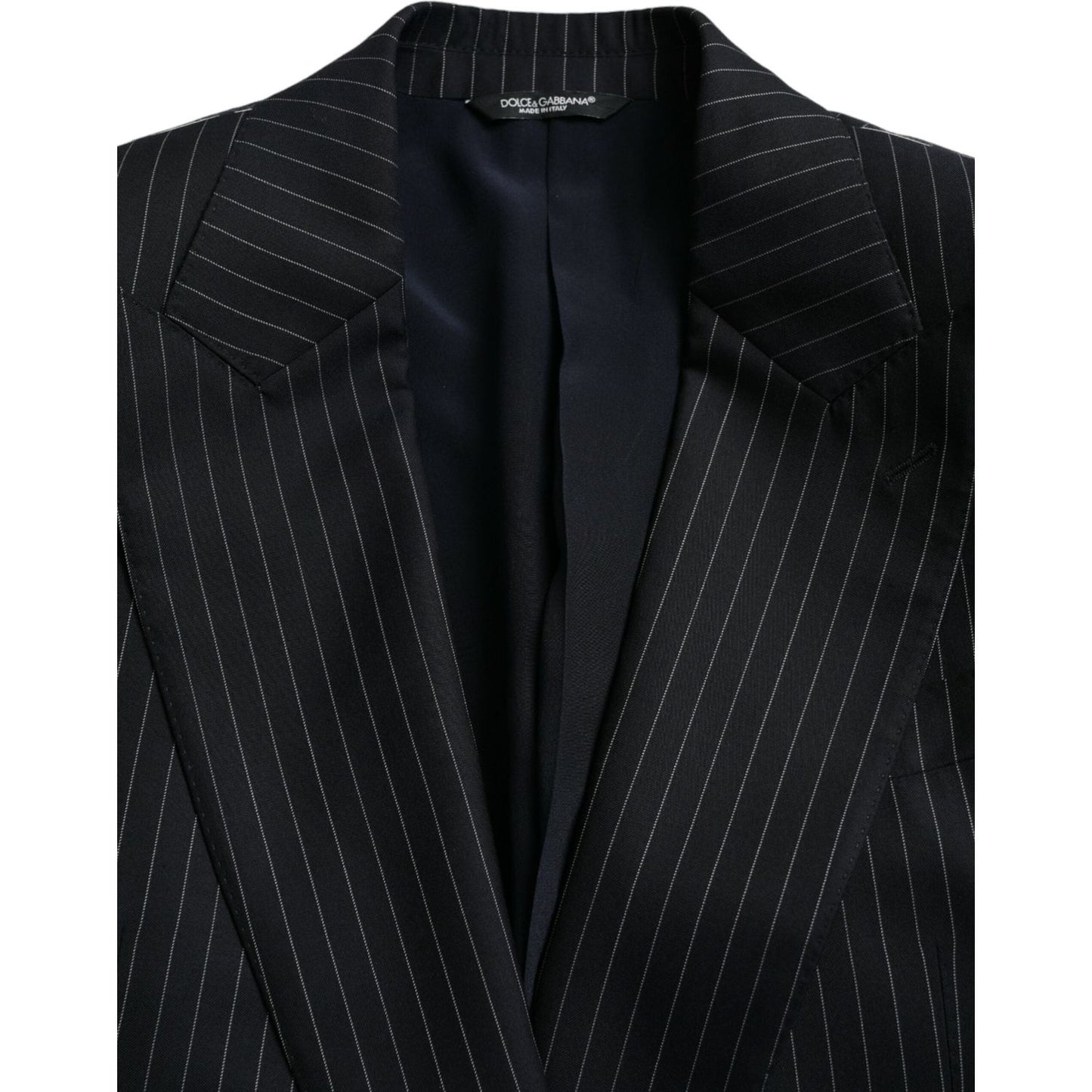 Dolce & Gabbana Black Stripe SICILIA Double Breasted Coat Blazer Dolce & Gabbana