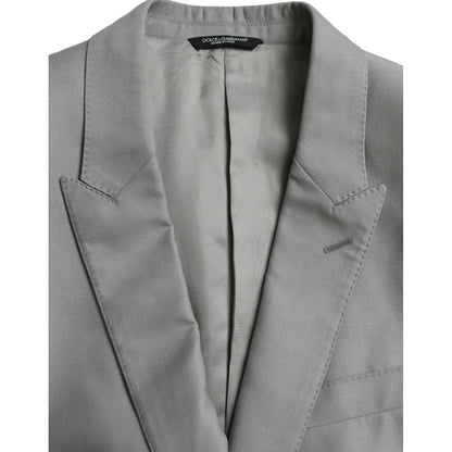 Dolce & Gabbana Gray Wool Peak Single Breasted Coat Blazer