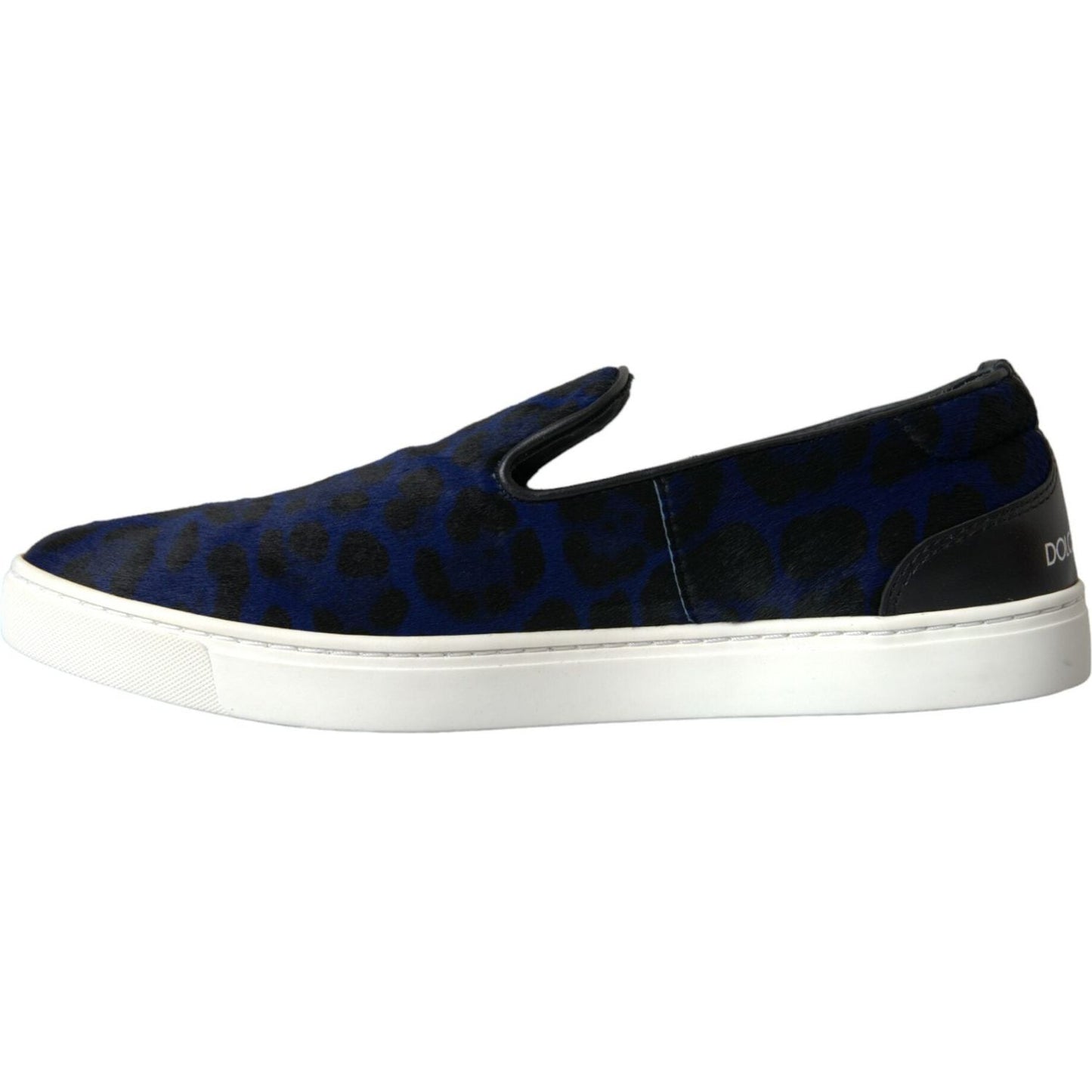 Dolce & Gabbana Blue Calfskin Hair Leopard Sneakers Shoes Dolce & Gabbana