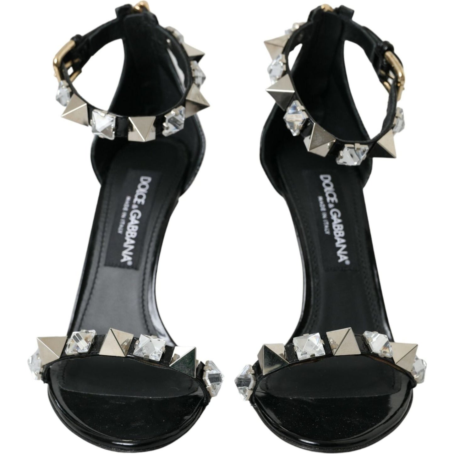 Dolce & Gabbana Black Crystals Sandals Ankle Strap Shoes Dolce & Gabbana