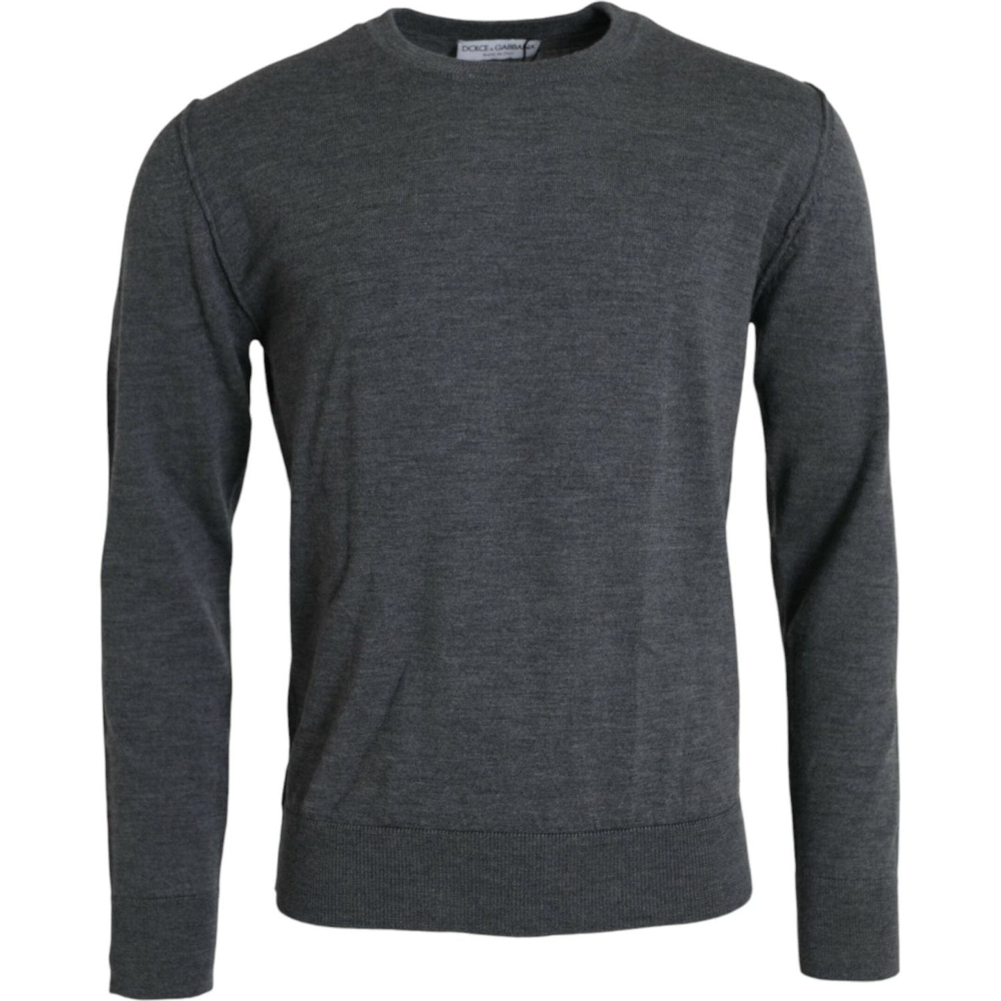 Dolce & Gabbana Dark Gray Wool Crew Neck Pullover Sweater Dolce & Gabbana