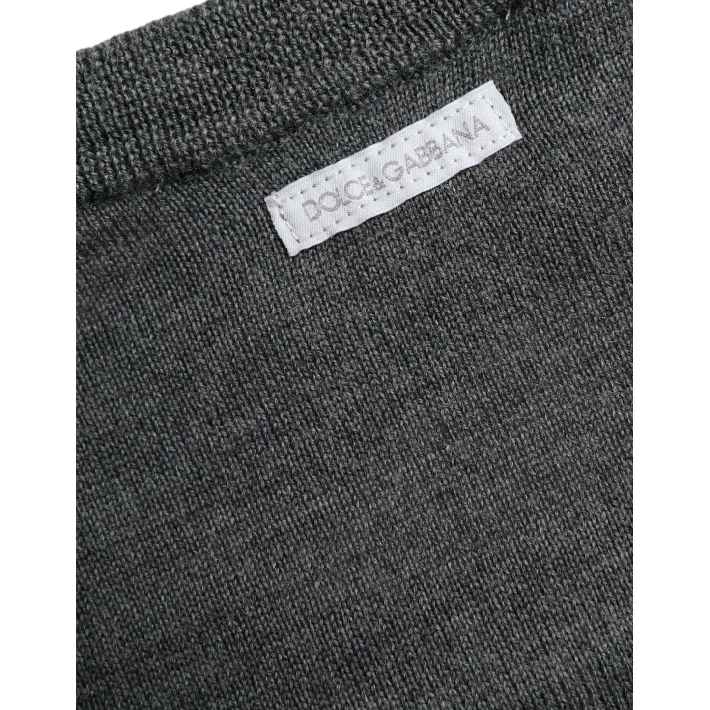 Dolce & Gabbana Dark Gray Wool Crew Neck Pullover Sweater Dolce & Gabbana