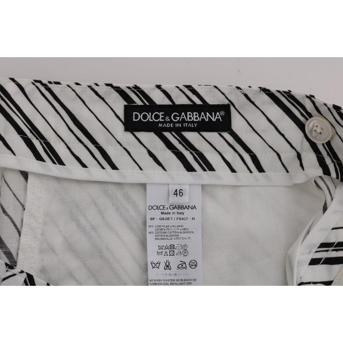 Dolce & Gabbana White Black Striped Casual Shorts