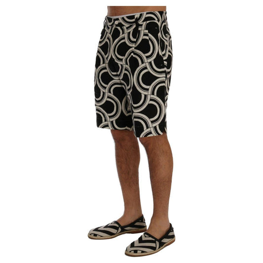 Dolce & Gabbana Chic Black & White Patterned Linen Shorts Dolce & Gabbana