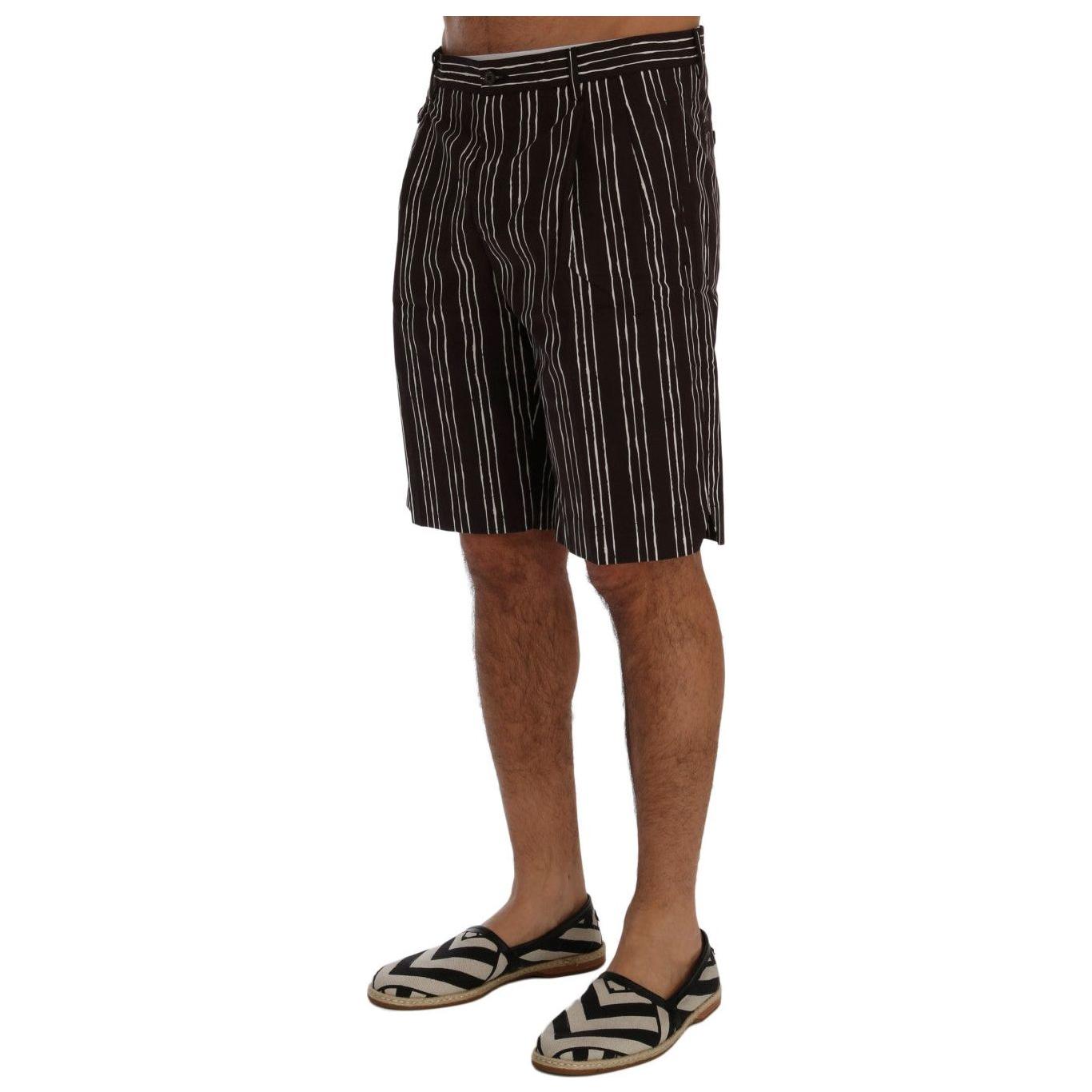 Dolce & Gabbana Bordeaux Striped Cotton Knee High Shorts Dolce & Gabbana