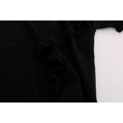 MARGHI LO' Black 100% Lana Wool Top Blouse T-shirt