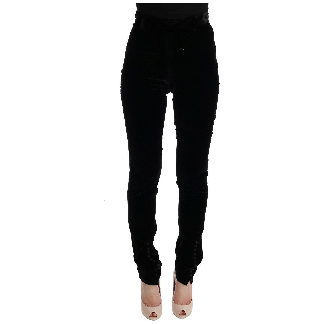 Ermanno Scervino Black Velvet Slim Fit Pants
