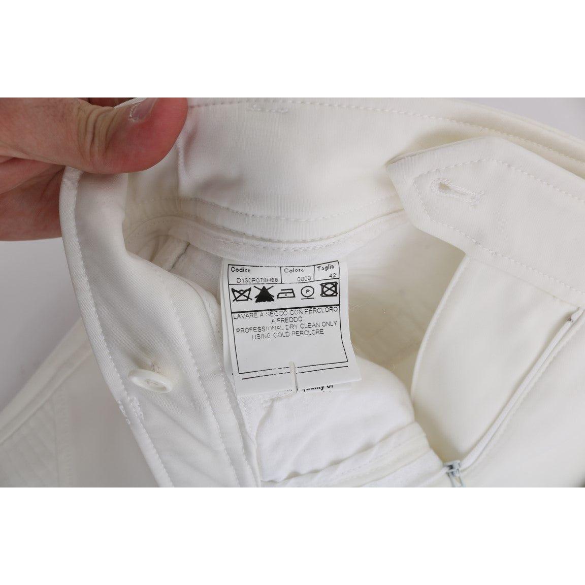 Ermanno Scervino White Cotton Slim Fit Casual Pants