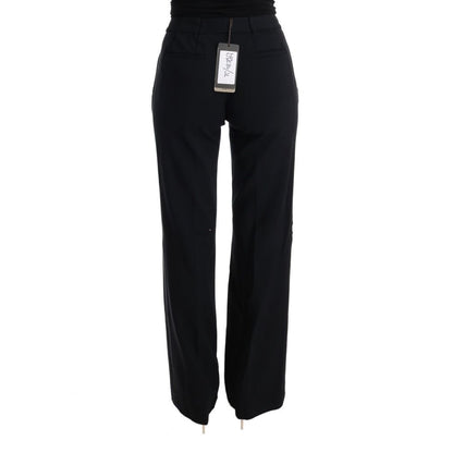 Ermanno Scervino Black Viscose Flare Bootcut Pants