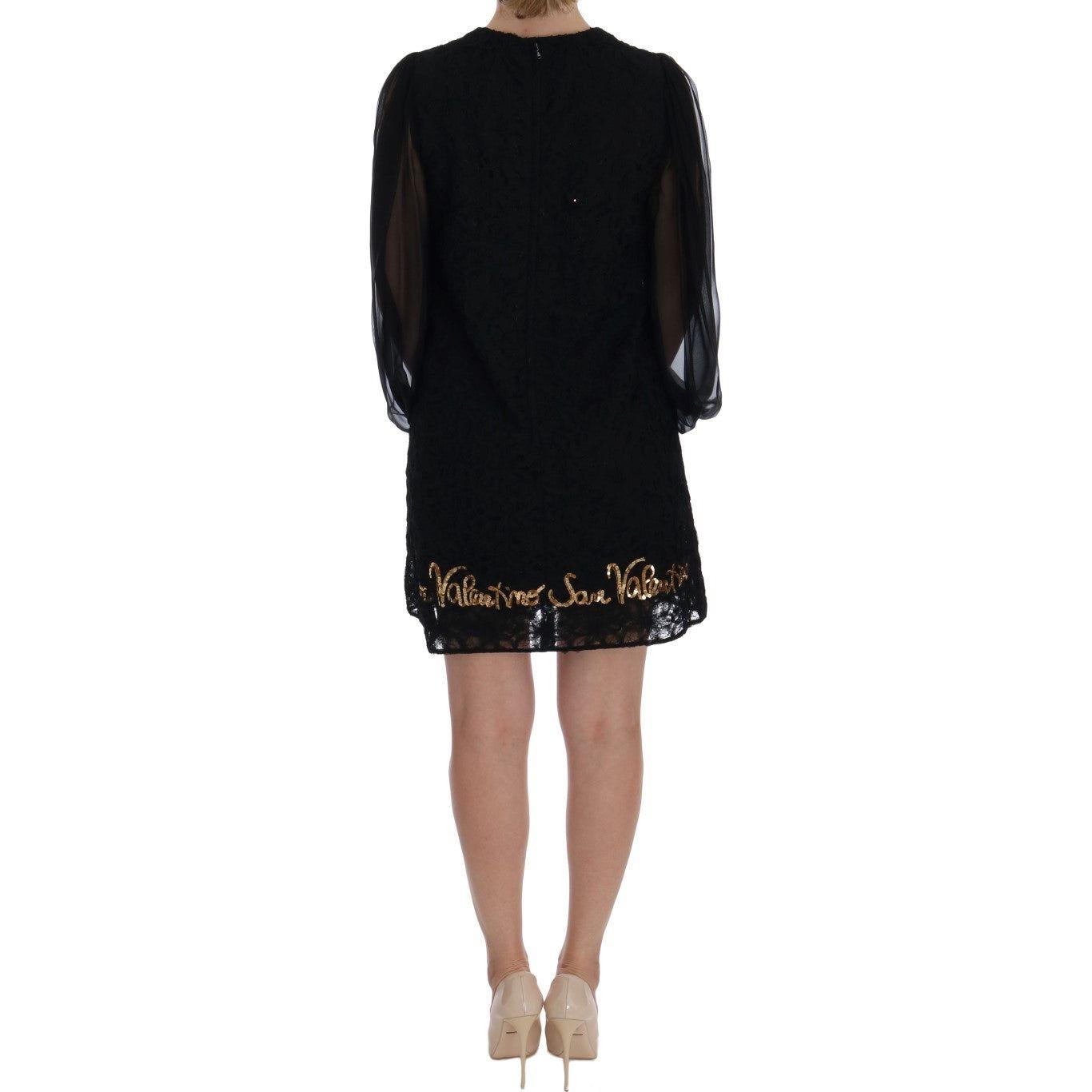 Dolce & Gabbana Black Lace Sequined Shift Dress Dolce & Gabbana