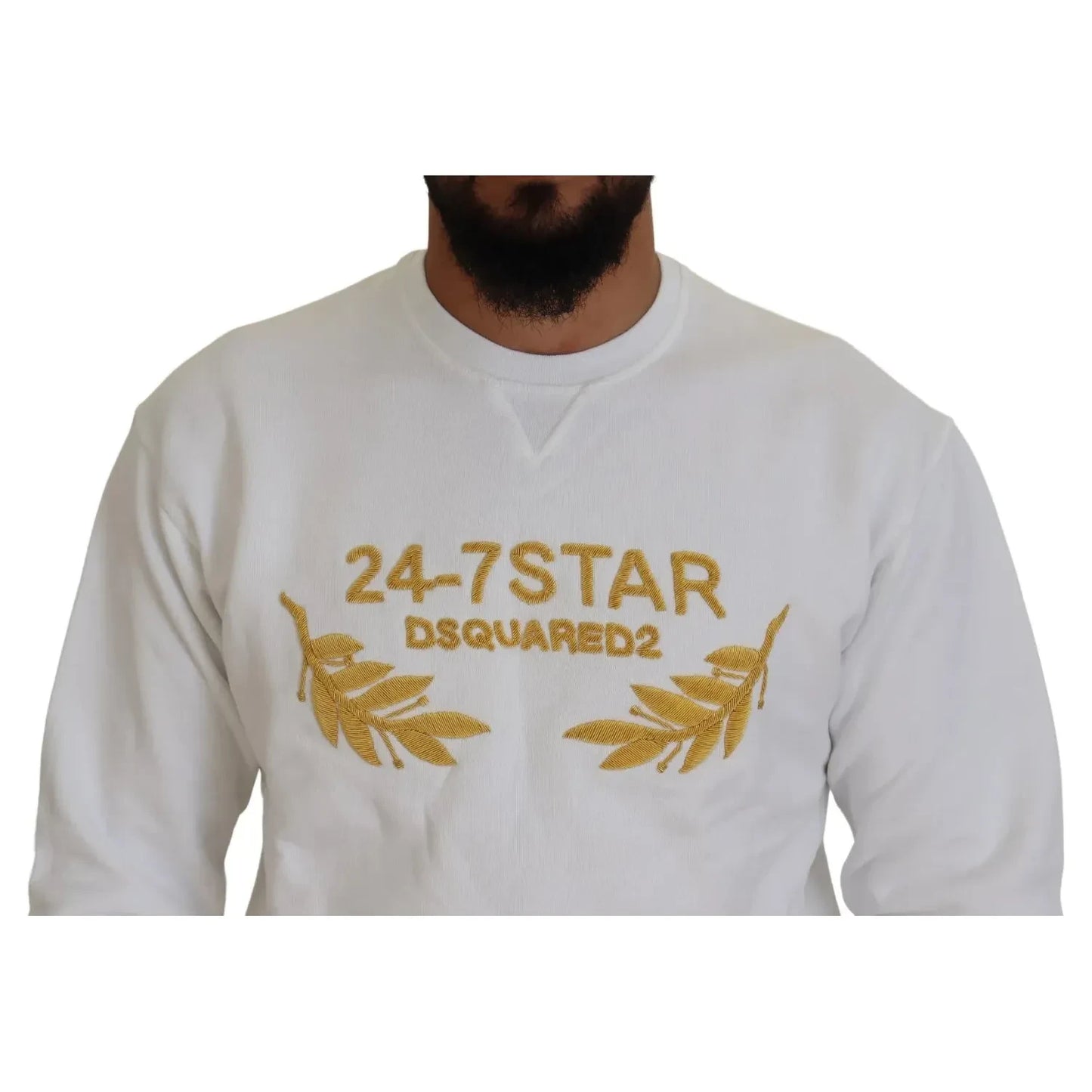 Dsquared² White Embroidered Crewneck Sweatshirt Sweater Dsquared²