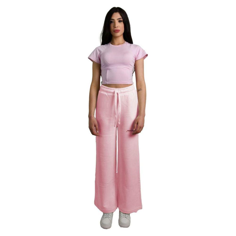 Hinnominate Chic Pink Palazzo Pants with Drawstring Hinnominate