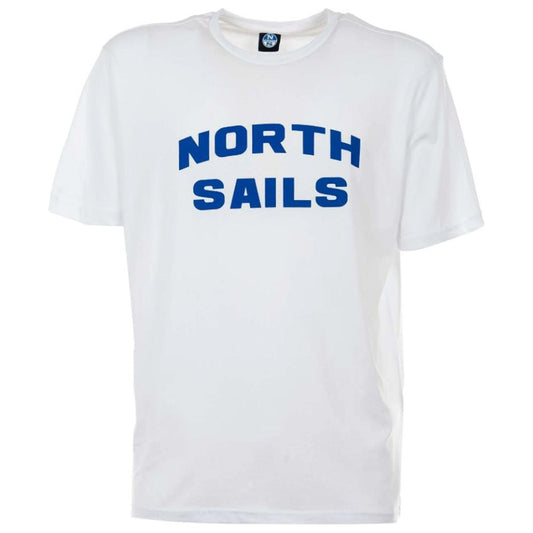 North Sails Elegant White Cotton Tee with Bold Blue Logo North Sails