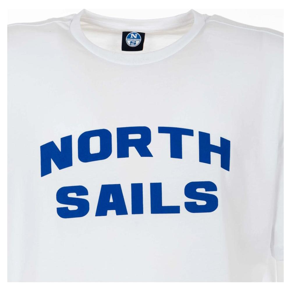 North Sails Elegant White Cotton Tee with Bold Blue Logo North Sails