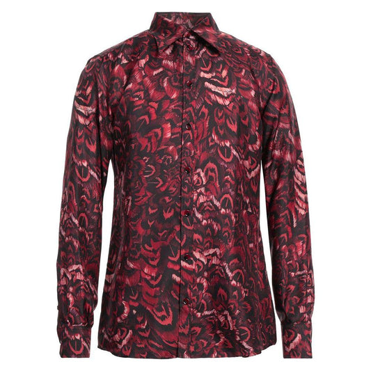 Dolce & Gabbana Red Silk Men Shirt Dolce & Gabbana