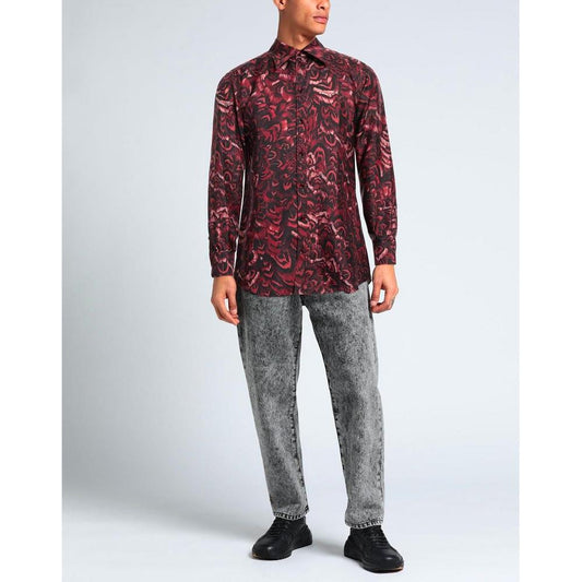 Dolce & Gabbana Red Silk Men Shirt Dolce & Gabbana