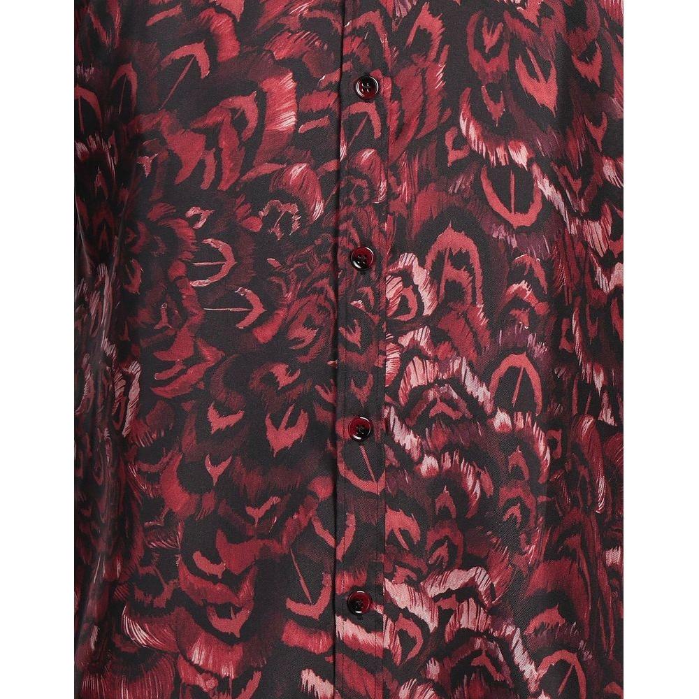 Dolce & Gabbana Red Silk Men Shirt Dolce & Gabbana