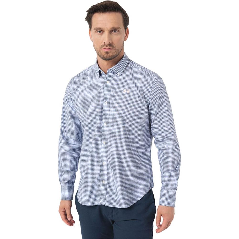 La Martina Elegant Checkered Cotton Shirt with Embroidered Logo La Martina