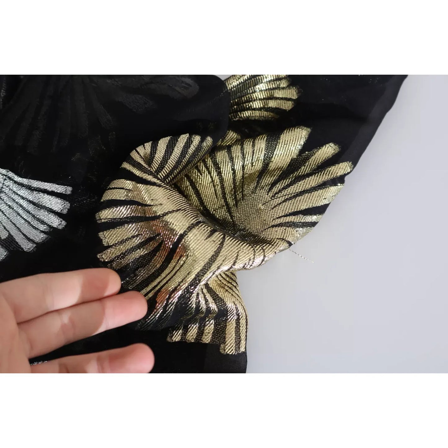 Dsquared² Gold Silver Silk Jacquard See Through Top Blouse