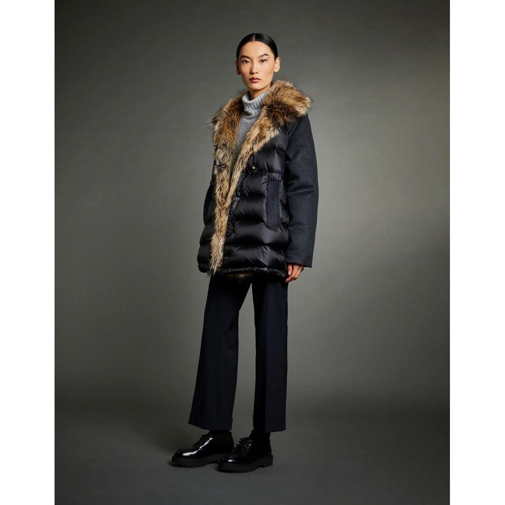 Fay Chic Quilted Down Jacket with Faux Fur Details Fay